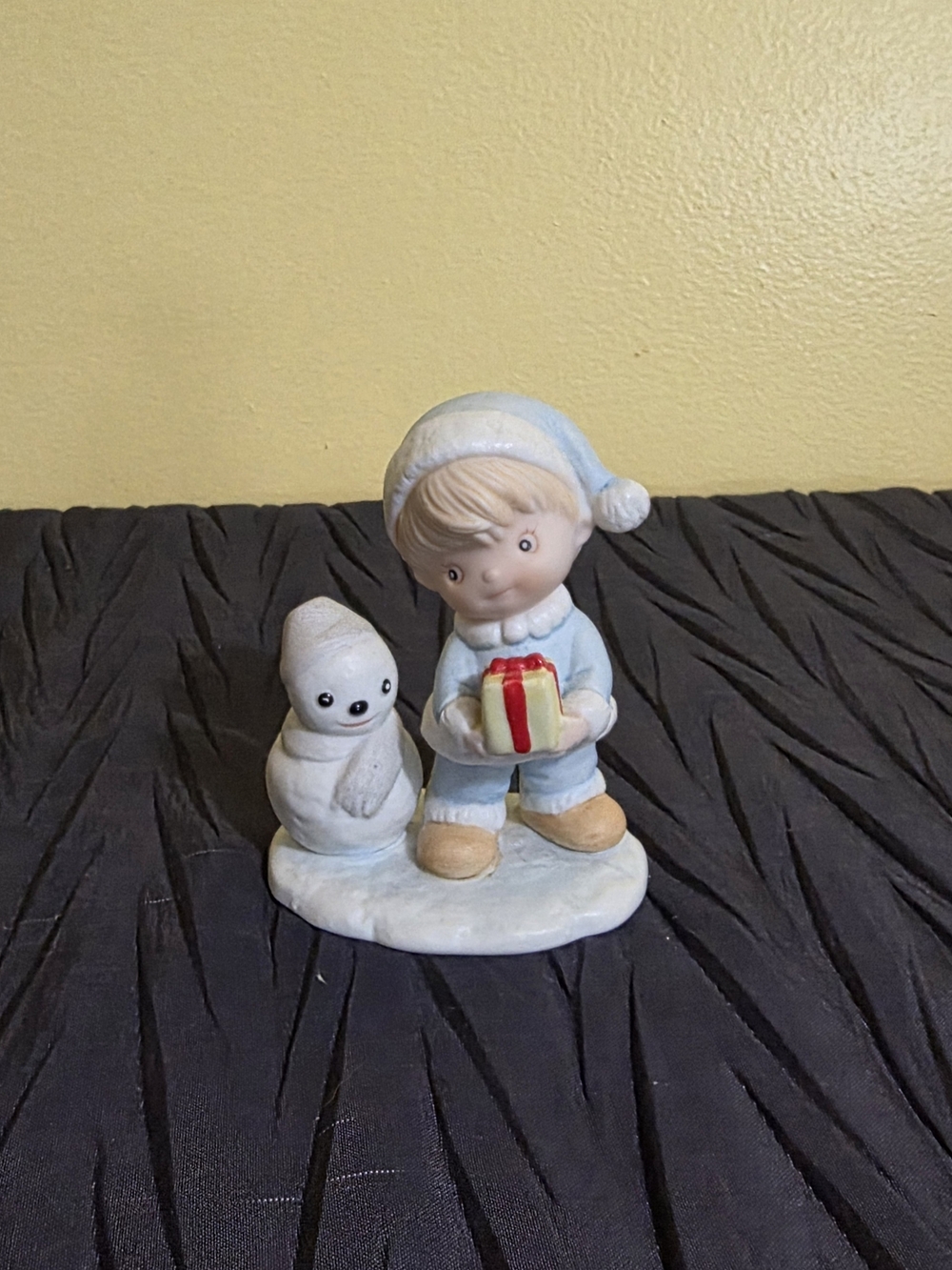 Homco Light Blue and White Boy with Gift Figurine